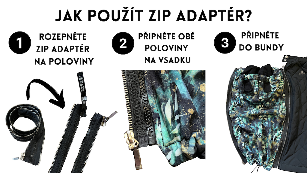 ZIP ADAPTÉR TROJÚHELNÍČKY (KOSTĚNÝ) 5 MM - PRODLUŽOVACÍ na 80 cm