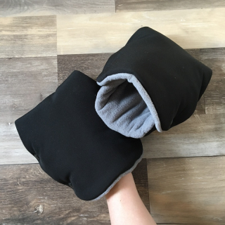 RUKAVICE NA KOČÁREK černá se šedou