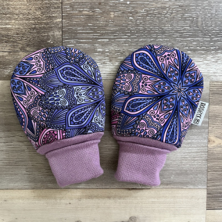 RUKAVIČKY SOFTSHELL A FLEECE fialová mandala 9-24 m