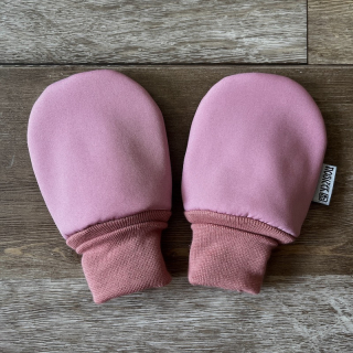 RUKAVIČKY SOFTSHELL A FLEECE starorůžová 0-15 m