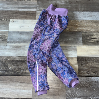SOFTSHELLOVÉ KALHOTY S FLÍSEM fialová mandala