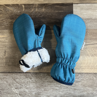 RUKAVICE SOFTSHELL S BERÁNKEM žíhaná petrolejová 6-10 let