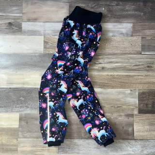 SOFTSHELLOVÉ KALHOTY S FLÍSEM jednorožci