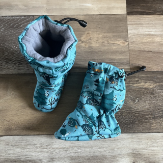 CAPÁČKY SOFTSHELL A FLEECE petrolejový les 15 cm