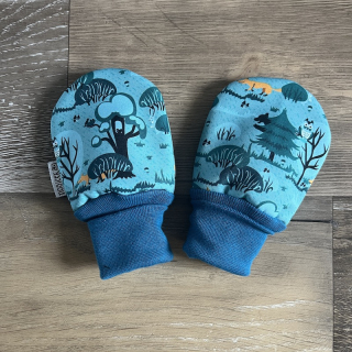 RUKAVIČKY SOFTSHELL A FLEECE petrolejový les 0-15 m