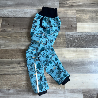 SOFTSHELLOVÉ KALHOTY S FLÍSEM petrolejový les