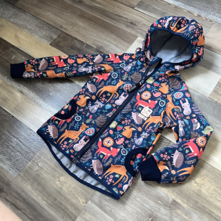 SOFTSHELLOVÁ BUNDA (skladem ihned k odeslání) lesní zvířátka vel. 134-140